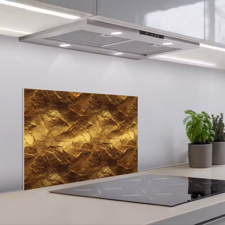 Bladgoud - Textuur  - Goud keuken achterwand spatscherm klein 900 -3d_schuin