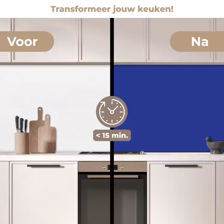 Blauw - Effen kleur - Donkerblauw keuken achterwand 2 middel 871 -voor-na2_NL