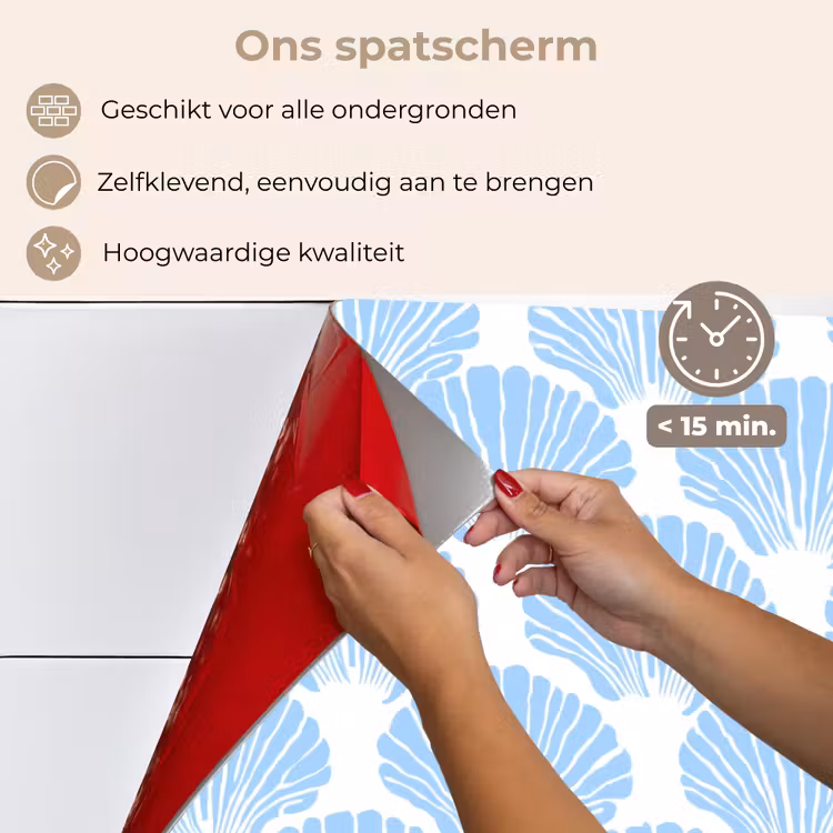 Blauw - Wit - Schelpen - Grafisch - Structuur keuken achterwand spatscherm klein 900 -spatscherm_NL