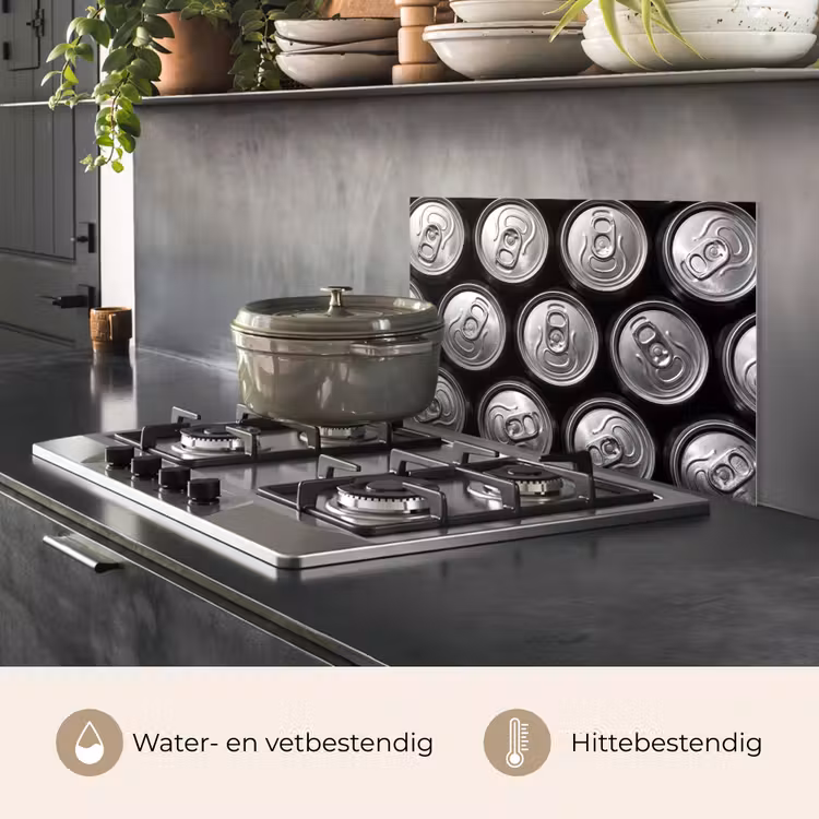 Blikjes - Aluminium - Patroon - Industrieel - Zilver keuken achterwand spatscherm klein -usp_NL