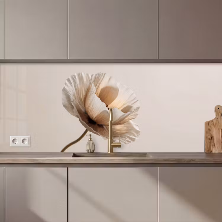Bloem - Beige - Crème keuken achterwand 2 middel zz_3dshopping