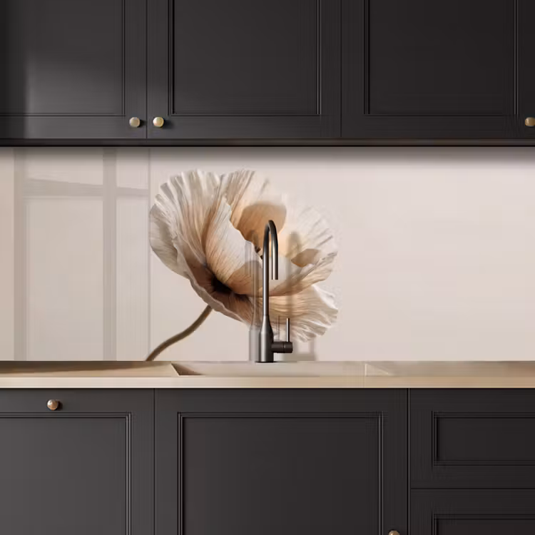 Bloem - Beige - Crème keuken achterwand 2 middel -sfeer1