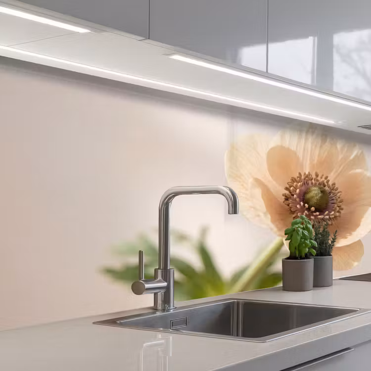 Bloem - Minimalistisch - Groen keuken achterwand 2 middel -3d_schuin