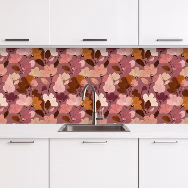 Bloem - Patroon - Roze keuken achterwand 2 middel 871 -3d