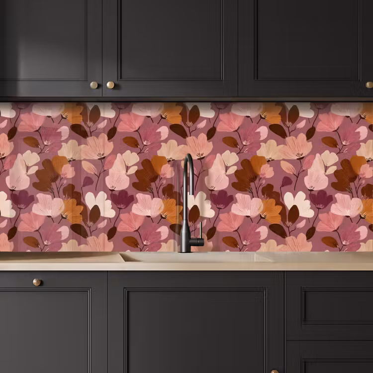 Bloem - Patroon - Roze keuken achterwand 2 middel 871 -sfeer1