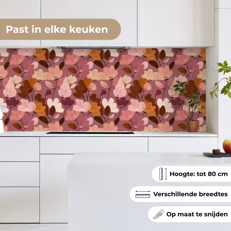 Bloem - Patroon - Roze keuken achterwand 2 middel 871 -sfeer4_NL