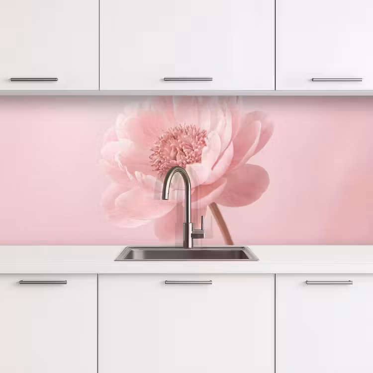 Bloem - Pioenroos - Roze keuken achterwand 2 middel -3d