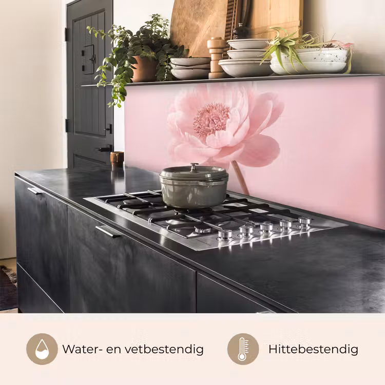 Bloem - Pioenroos - Roze keuken achterwand 2 middel -usp_NL
