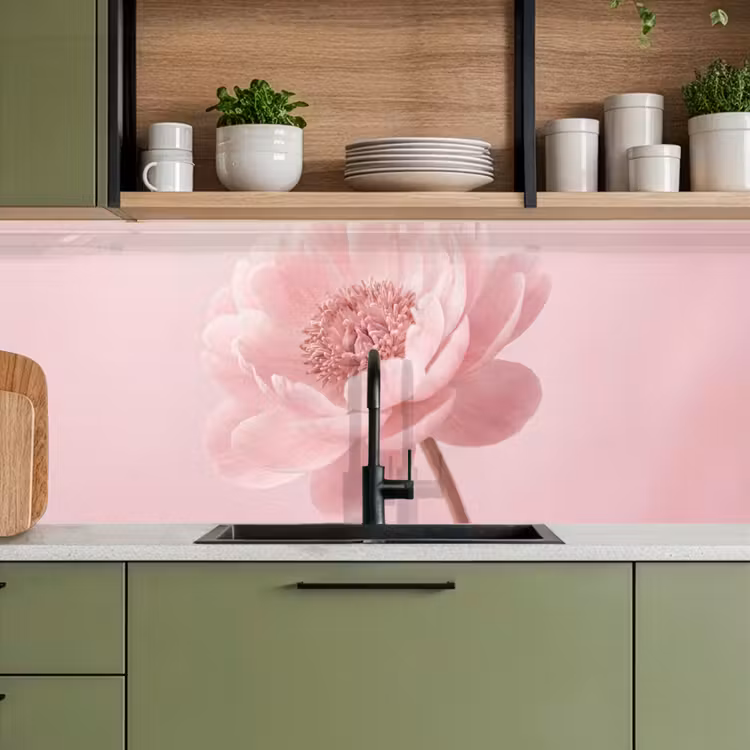 Bloem - Pioenroos - Roze keuken achterwand 2 middel -sfeer3