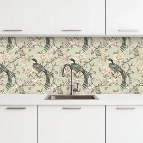 Bloem - Vogel - Kleurrijk keuken achterwand 2 middel 871 -3d