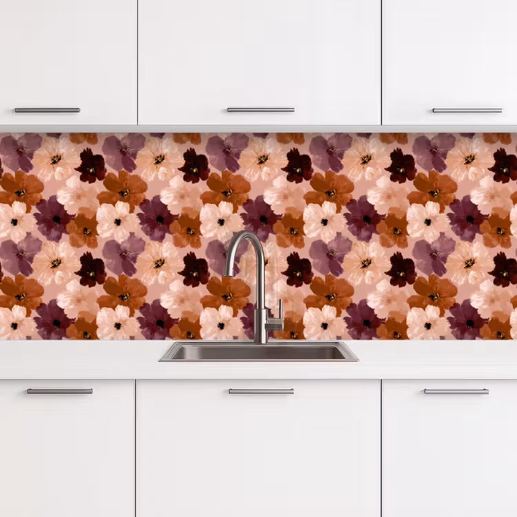 Bloemen - Abstract - Aardetinten keuken achterwand 2 middel 871 -3d