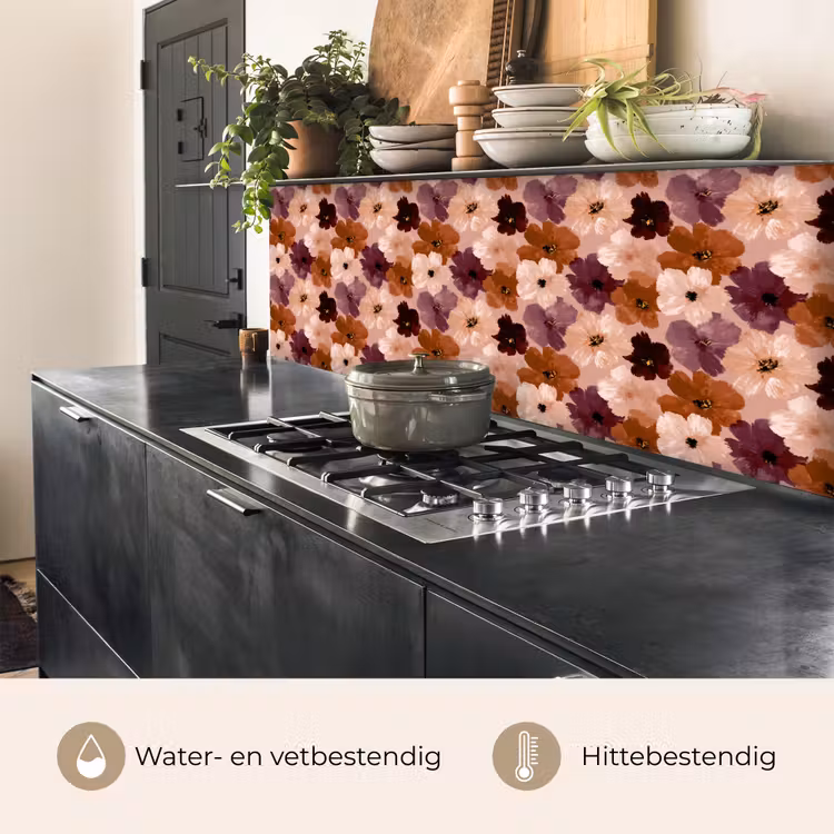 Bloemen - Abstract - Aardetinten keuken achterwand 2 middel 871 -usp_NL