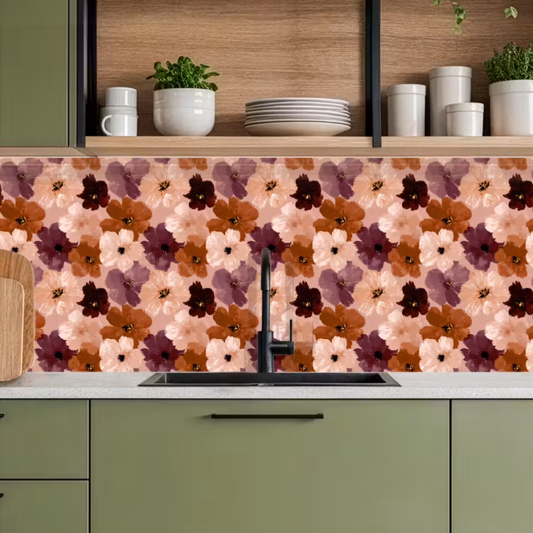 Bloemen - Abstract - Aardetinten keuken achterwand 2 middel 871 -sfeer3