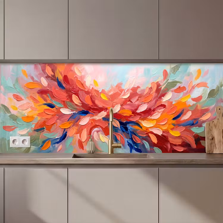 Bloemen - Abstract - Kunst - Modern keuken achterwand 2 middel zz_3dshopping