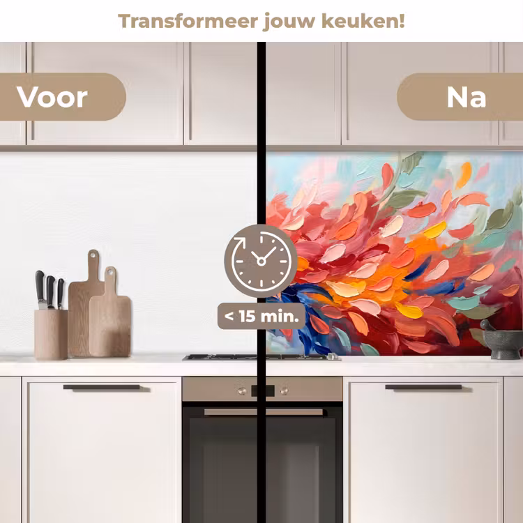 Bloemen - Abstract - Kunst - Modern keuken achterwand 2 middel -voor-na2_NL