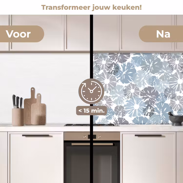 Bloemen - Abstract - Patroon keuken achterwand 2 middel 871 -voor-na2_NL