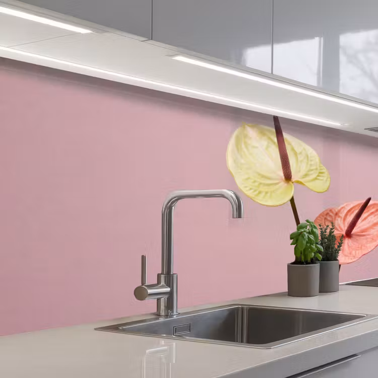 Bloemen - Anthuriums - Geel - Roze keuken achterwand 2 middel -3d_schuin