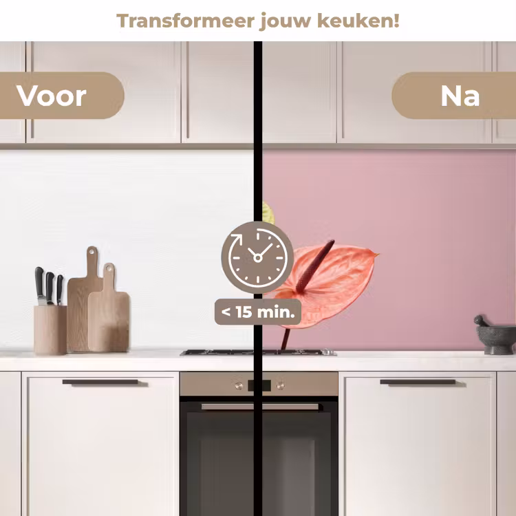 Bloemen - Anthuriums - Geel - Roze keuken achterwand 2 middel -voor-na2_NL