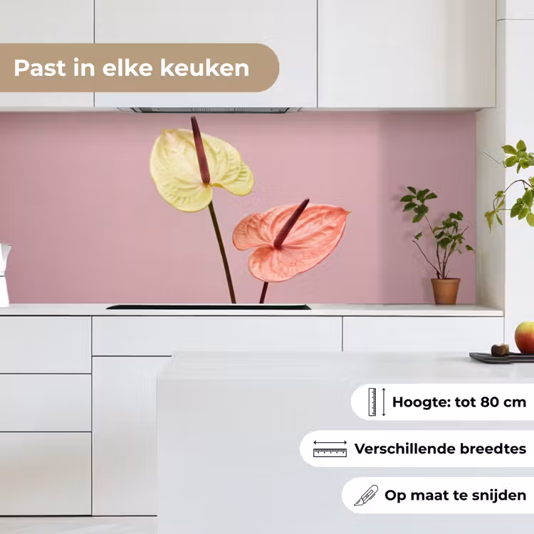 Bloemen - Anthuriums - Geel - Roze keuken achterwand 2 middel -sfeer4_NL
