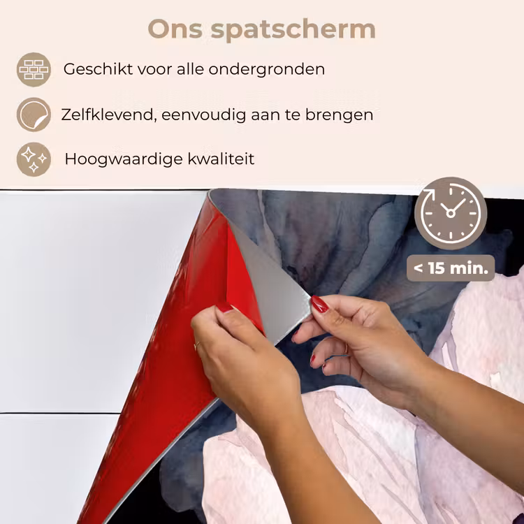 Bloemen - Aquarel - Modern - Roze - Donker keuken achterwand spatscherm klein -spatscherm_NL