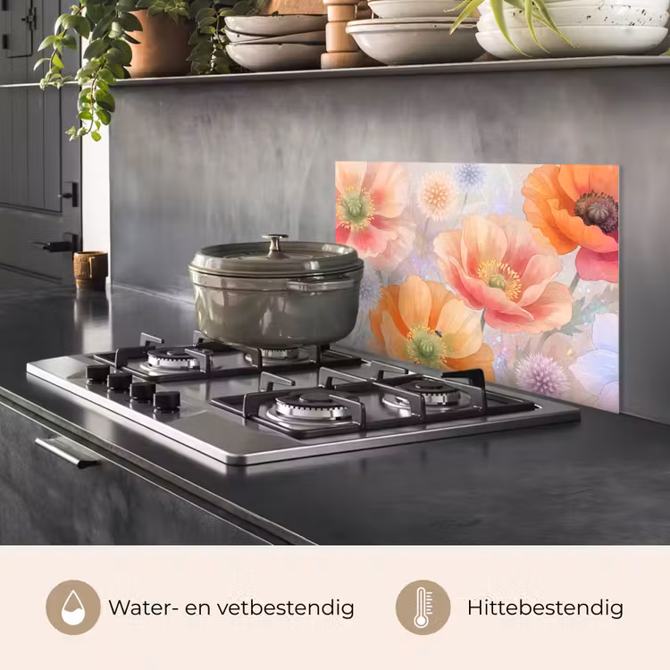 Bloemen - Aquarel - Natuur - Modern - Kleurrijk keuken achterwand spatscherm klein -usp_NL