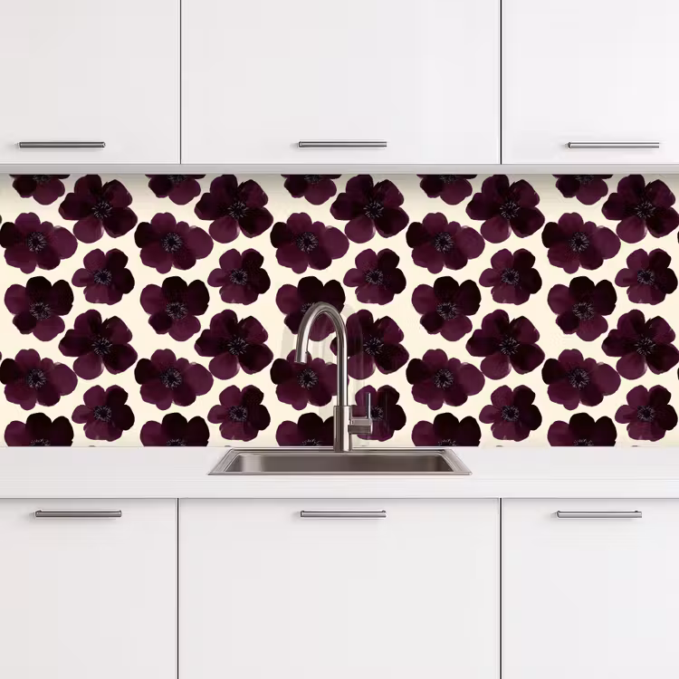 Bloemen - Aquarel - Paars keuken achterwand 2 middel 871 -3d