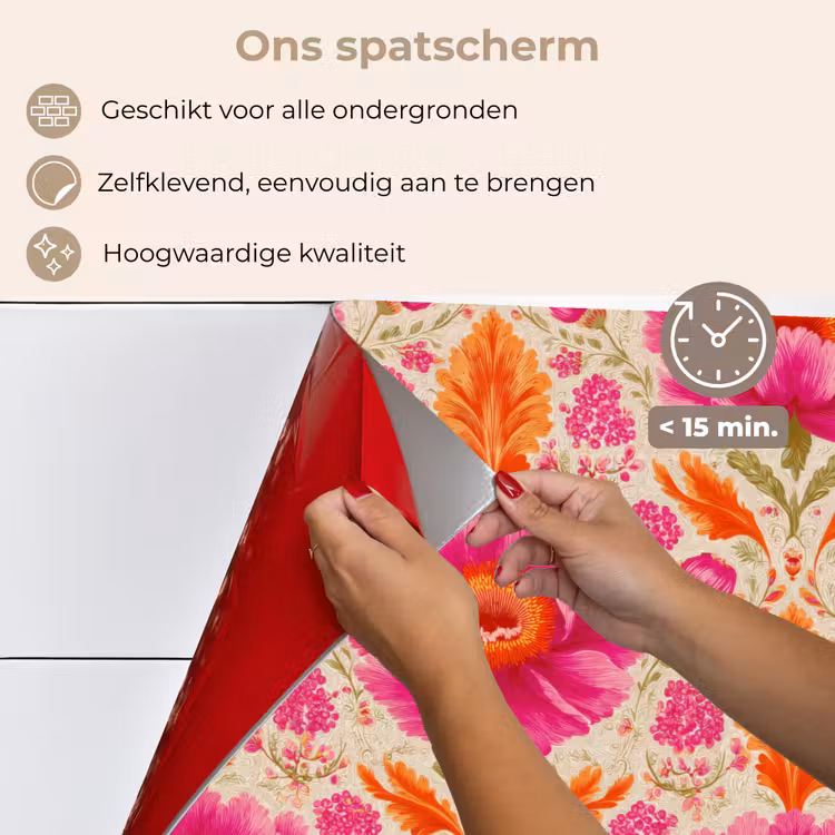 Bloemen - Barok - Roze - Oranje keuken achterwand spatscherm klein 900 -spatscherm_NL