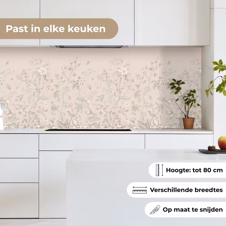 Bloemen - Beige - Botanisch - Vintage keuken achterwand 2 middel -sfeer4_NL