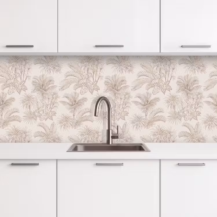 Bloemen - Beige - Planten - Vintage keuken achterwand 2 middel -3d