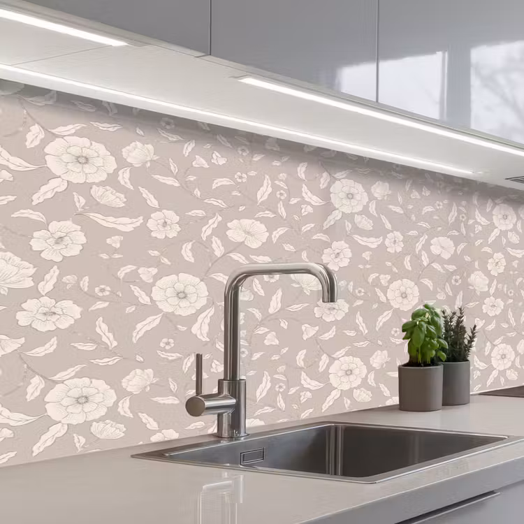 Bloemen - Blaadjes - Patroon keuken achterwand 2 middel 871 -3d_schuin