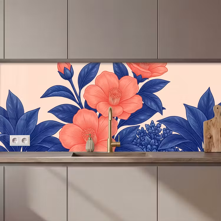 Keuken achterwand - Bloemen - Bladeren - Botanisch - Bloemen - Bladeren - Botanisch keuken achterwand 2 middel zz_3dshopping