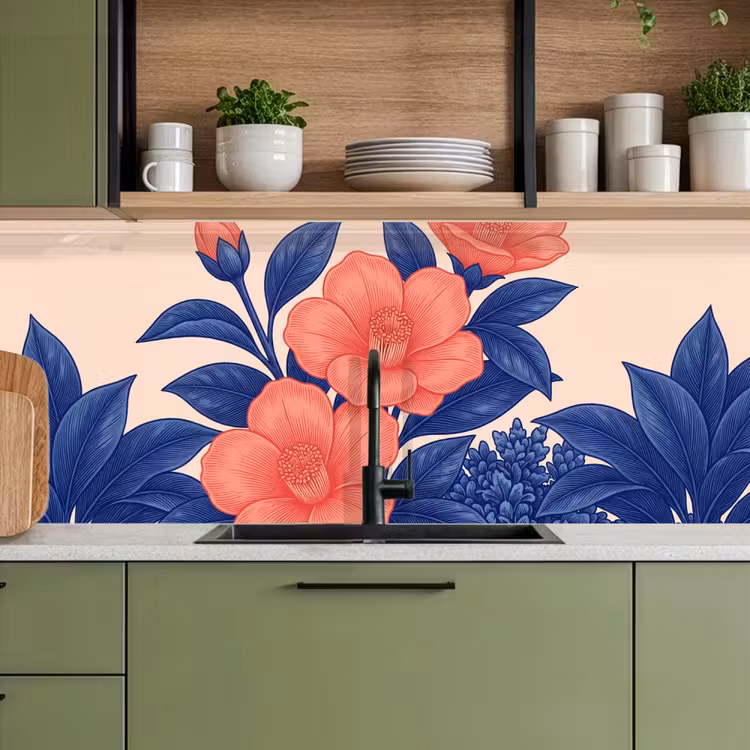 Keuken achterwand - Bloemen - Bladeren - Botanisch - Bloemen - Bladeren - Botanisch keuken achterwand 2 middel