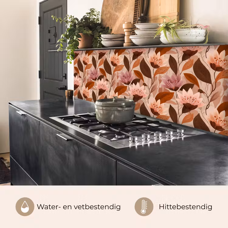Bloemen - Bladeren - Bruin keuken achterwand 2 middel 871 -usp_NL