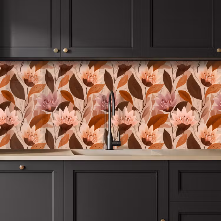Bloemen - Bladeren - Bruin keuken achterwand 2 middel 871 -sfeer1