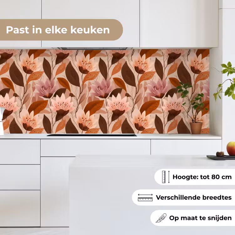 Bloemen - Bladeren - Bruin keuken achterwand 2 middel 871 -sfeer4_NL