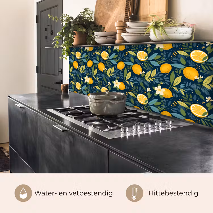 Bloemen - Bladeren - Citroenen - Blauw keuken achterwand 2 middel 871 -usp_NL