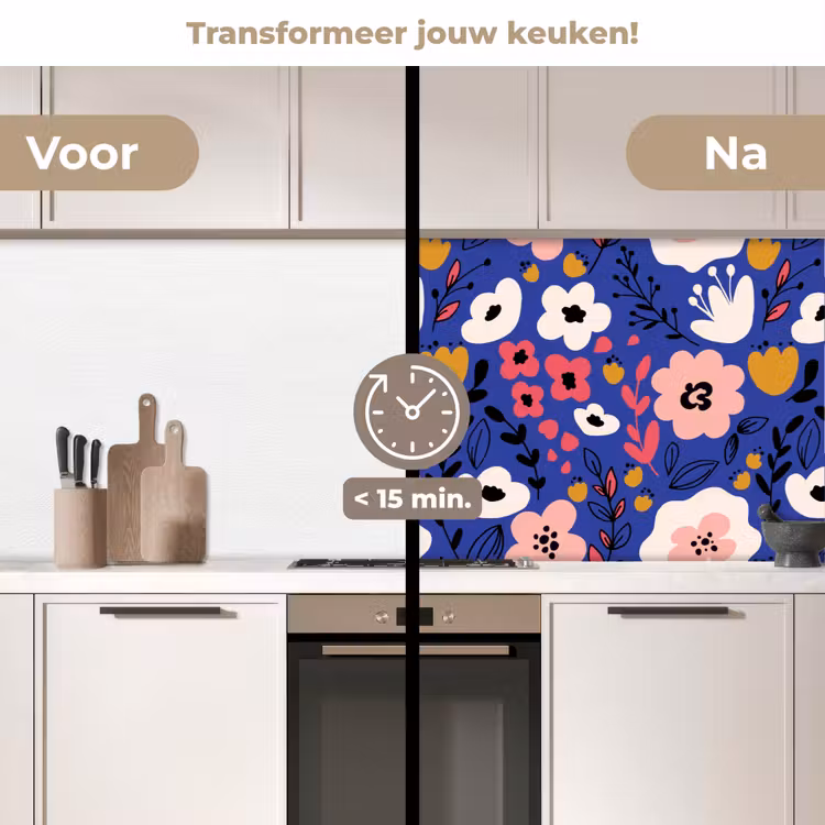 Bloemen - Bladeren - Patronen keuken achterwand 2 middel 871 -voor-na2_NL