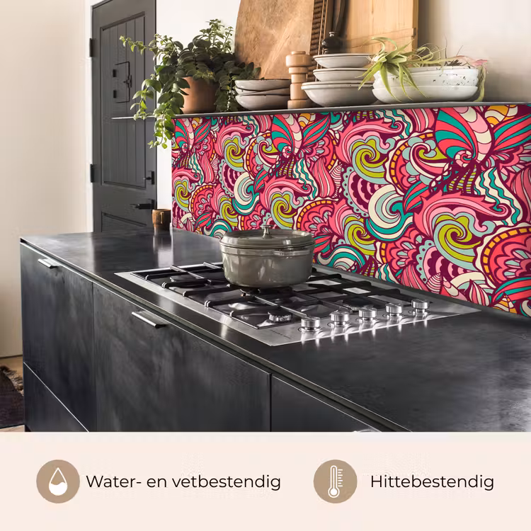 Bloemen - Bladeren - Regenboog - Hippie - Design keuken achterwand 2 middel 871 -usp_NL