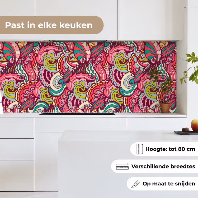 Bloemen - Bladeren - Regenboog - Hippie - Design keuken achterwand 2 middel 871 -sfeer4_NL