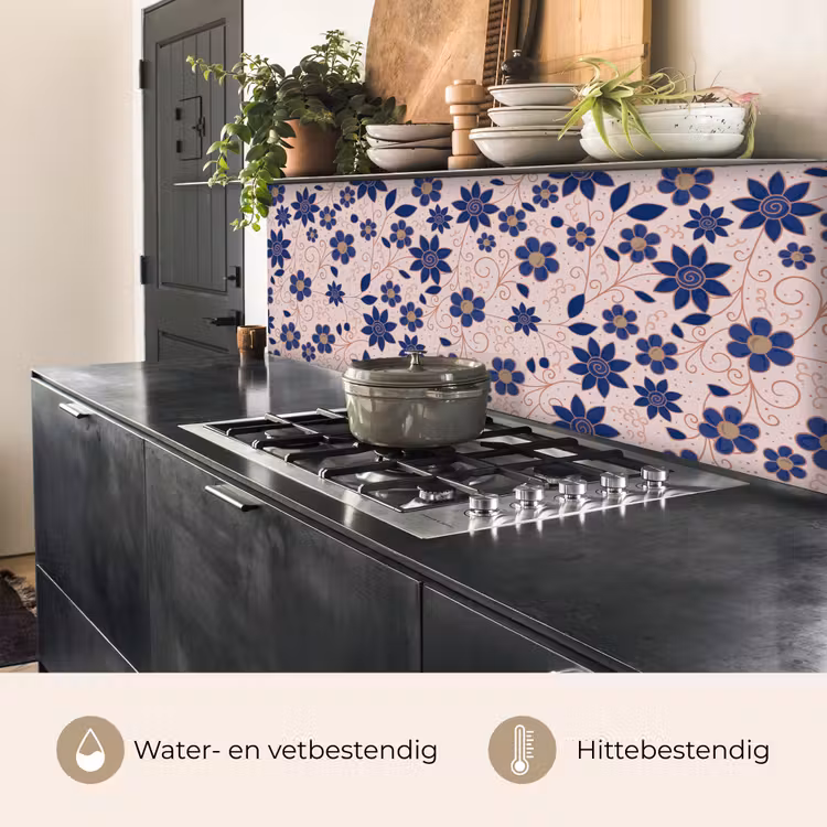 Bloemen - Blauw - Japan - Patronen keuken achterwand 2 middel 871 -usp_NL