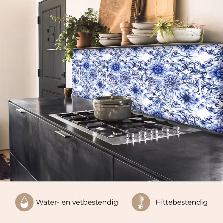 Bloemen - Blauw - Patroon - Wit keuken achterwand 2 middel 871 -usp_NL