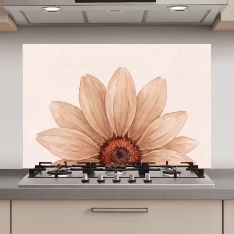 Bloemen - Bloemblad - Natuur - Aquarel - Beige keuken achterwand spatscherm klein -3d_website