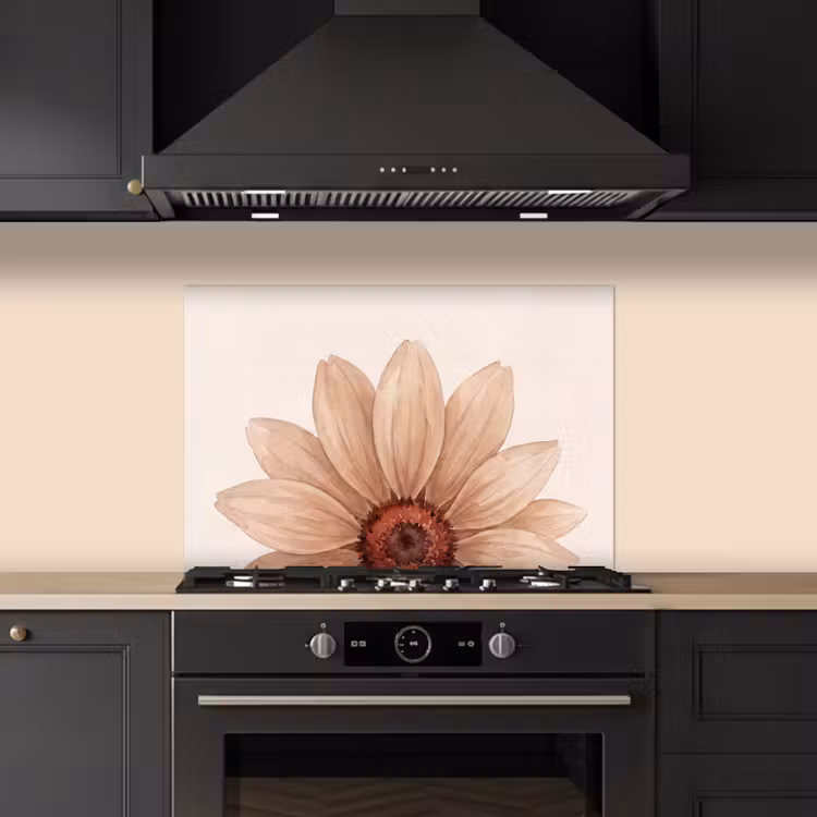 Bloemen - Bloemblad - Natuur - Aquarel - Beige keuken achterwand spatscherm klein -sfeer1