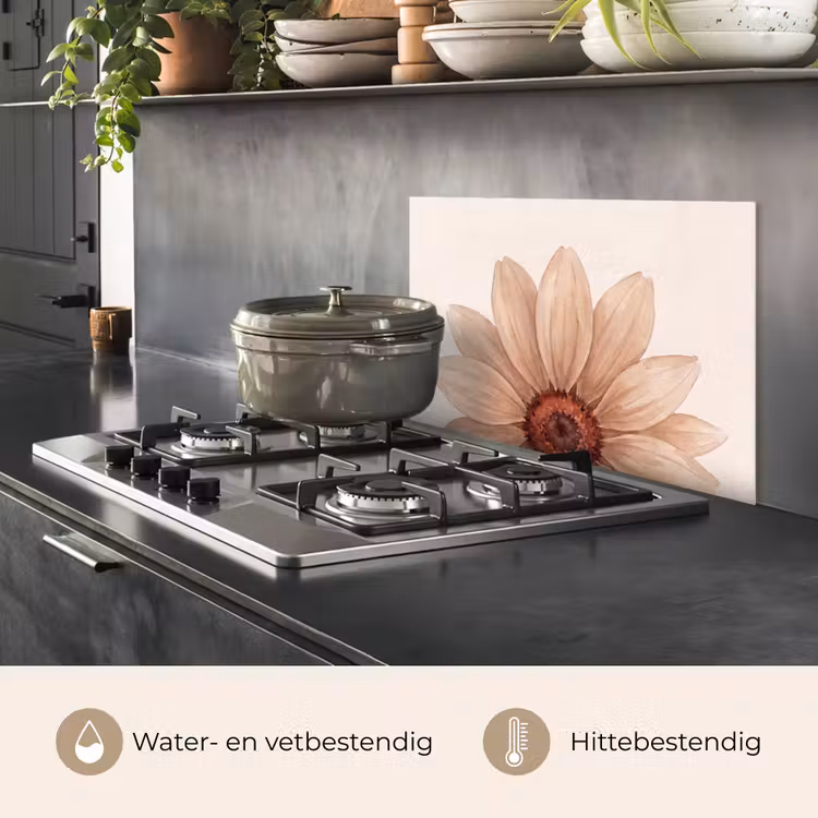 Bloemen - Bloemblad - Natuur - Aquarel - Beige keuken achterwand spatscherm klein -usp_NL