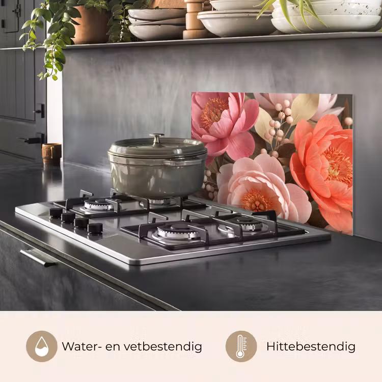 Bloemen - Bloesem - Zacht - Koraal - Decoratie keuken achterwand spatscherm klein -usp_NL