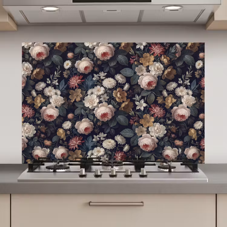 Bloemen - Boeket - Botanisch - Vintage - Donkere achtergrond keuken achterwand spatscherm klein -3d_website