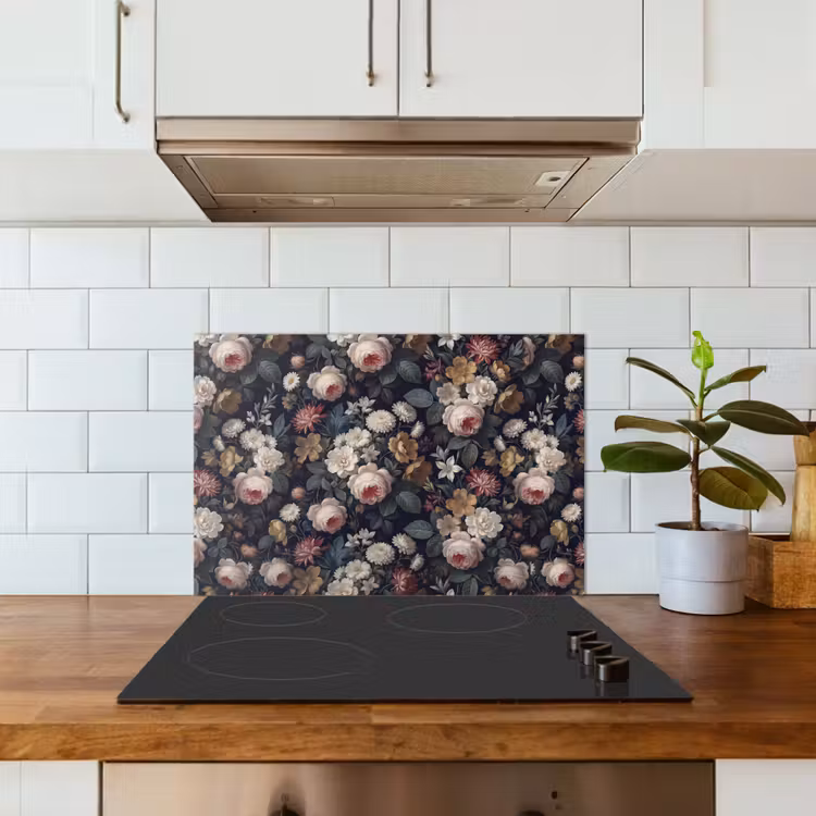 Bloemen - Boeket - Botanisch - Vintage - Donkere achtergrond keuken achterwand spatscherm klein -sfeer2