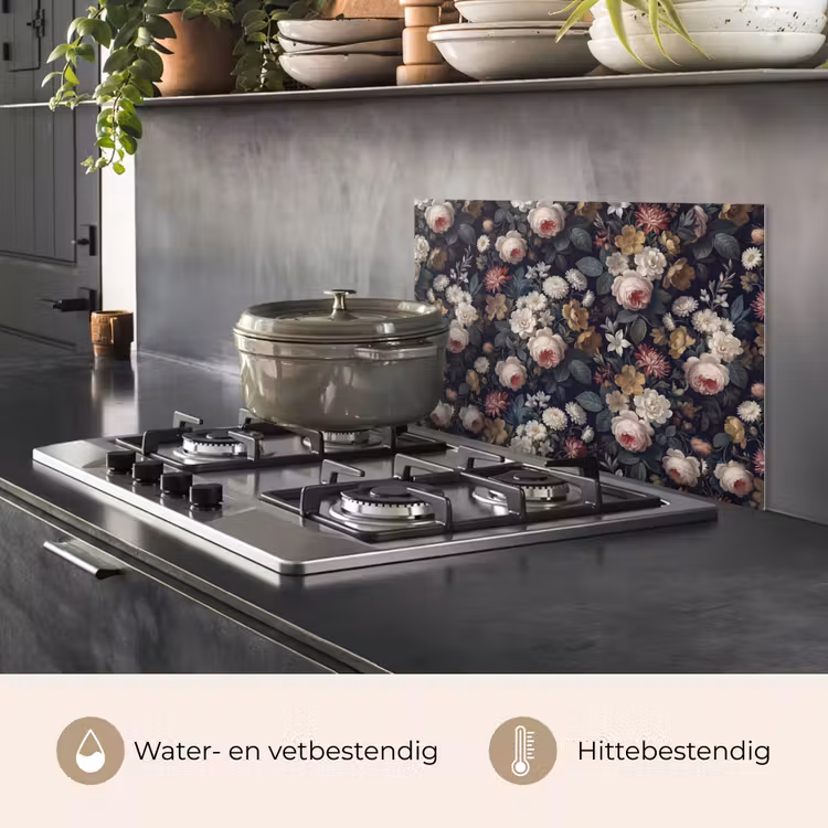 Bloemen - Boeket - Botanisch - Vintage - Donkere achtergrond keuken achterwand spatscherm klein -usp_NL