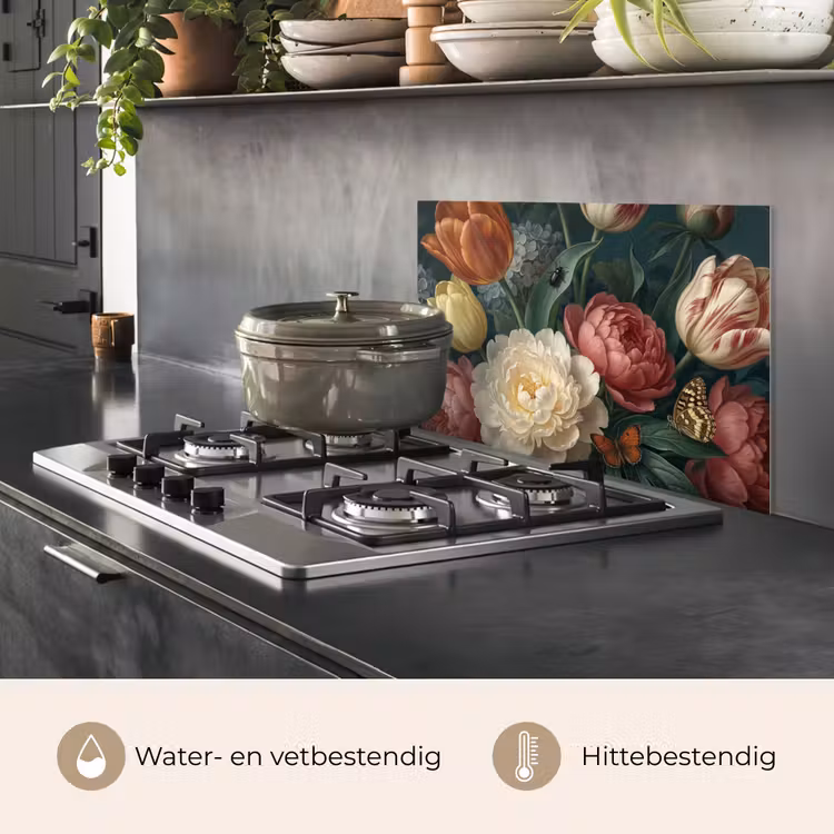 Bloemen - Boeket - Natuur - Klassiek - Donker keuken achterwand spatscherm klein -usp_NL
