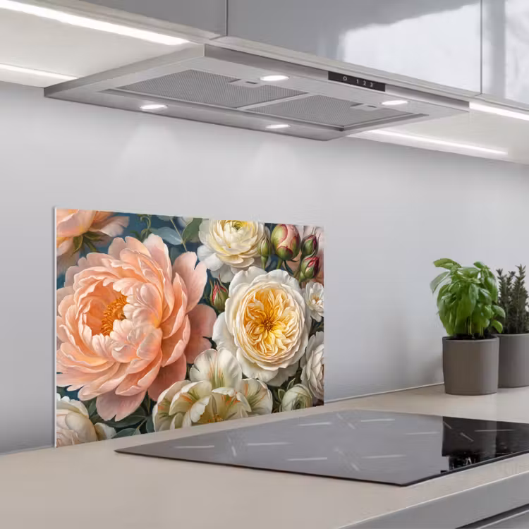 Bloemen - Boeket - Natuur - Klassiek - Kleurrijk keuken achterwand spatscherm klein -3d_schuin